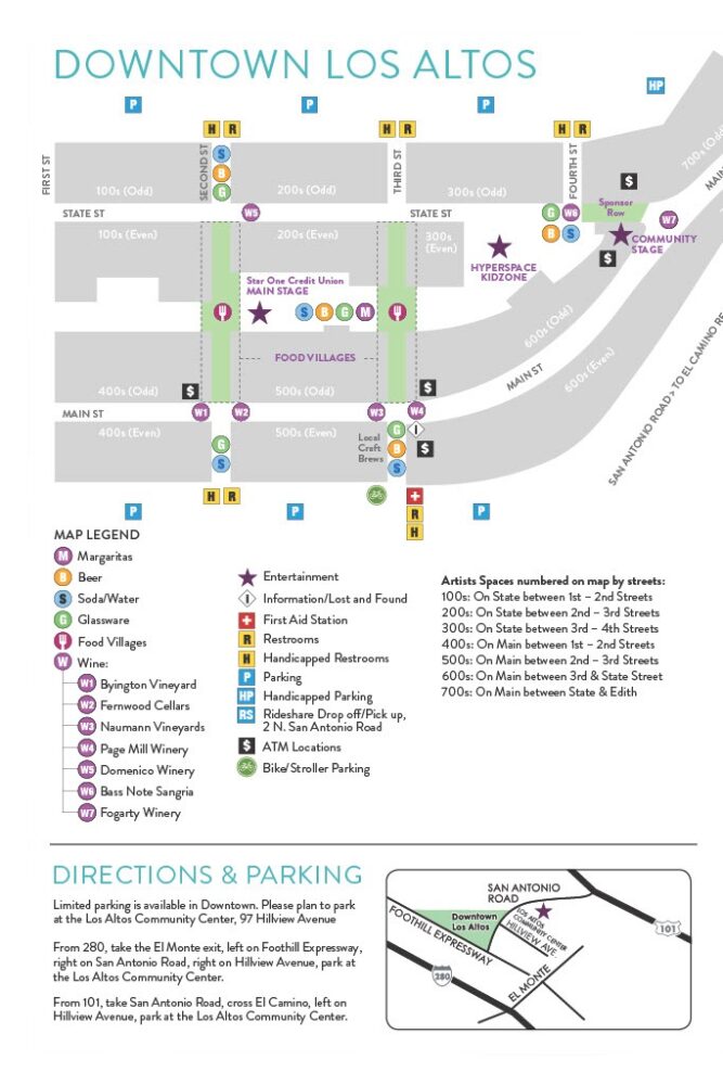 Arts Wine 2022 map Downtown Los Altos